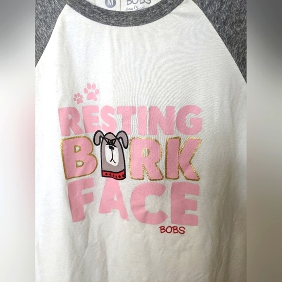BOBS from SKECHERS Resting Bark Face BASEBALL TEE SHIRT Size Medium - Picture 2 of 5